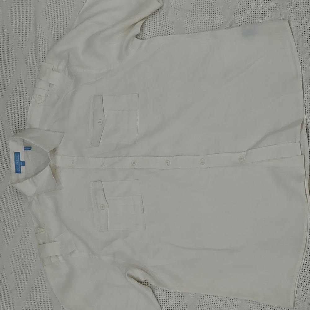 Lanzino Mens Safari Style Shirt Size 2XL (Green / White)